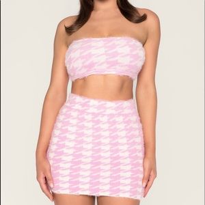 Meshki Cindie Fluffy Houndstooth Skirt Set